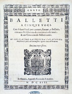 Frontispice de Balletti pour cinq voix par Giovanni Giacomo Gastoldi - Unknown artist