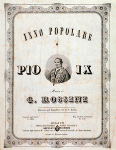 Frontispice de la partition musicale Hymne populaire pour Pie IX par Gioacchino Rossini - Unknown artist
