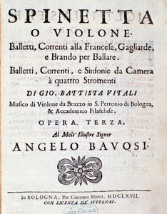 Frontispice de la partition musicale de Balletti, correnti alla francese opus 3 par Giovanni Battista Vitali - Unknown artist