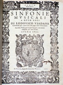 Frontispice de la partition musicale de Sinfonie musicali par Ludovico Viadana