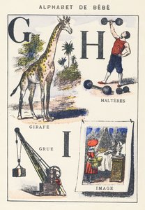 G H I : girafe, grue, haltères, image - Unknown artist