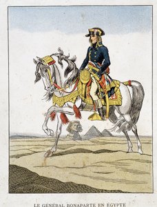 Le général Bonaparte en Égypte, un portrait à cheval devant les pyramides et le sphinx - Unknown artist