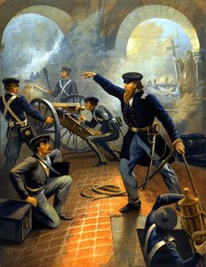 Le général Grant (1822 - 1885) lors de la capitulation de Mexico (Guerre du Mexique : 1845 - 1848) - gravure entre 1860-1870