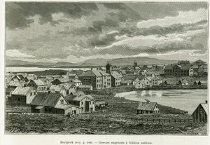 Vue générale de Reykjavik. Gravure pour illustrer l
