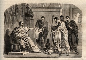 Gordien I (158-238) refusant la dignité impériale - gravure dans "Dictionnaire populaire illustré" - 1864 - Unknown artist