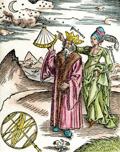 Astronome grec Claude Ptolémée utilisant un sextant - Unknown artist