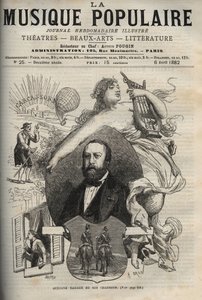 Gustave Nadaud (1820-1893), auteur-compositeur français et ses chansons - gravure dans « La musique populaire » - journal hebdomadaire illustré - 1882
