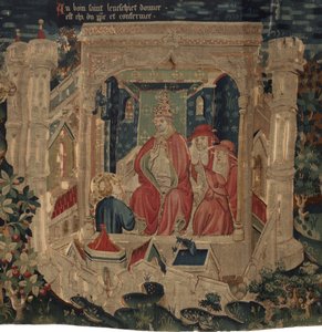 Histoire de Saint Piat et Saint Éleuthère, Scène 9 : Saint Éleuthère est confirmé par le pape comme évêque de Tournai