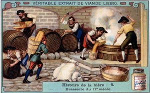 Histoire de la bière : brasserie au 18e siècle - autocollant publicitaire Liebig