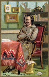 Honoré de Balzac (1799 - 1850) dans son bureau. Chromolithographie du XIXe siècle. - Unknown artist