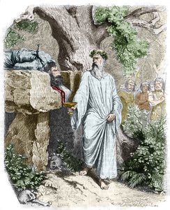 Sacrifice humain par un druide gaulois - dans "Histoire de France" par Anquetil. 19ème siècle.