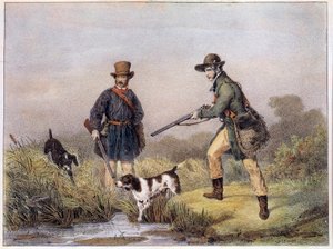 Chasseurs dans les marais. Estampes du 19e siècle Gien, musée de la chasse