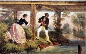 Chasse au brochet en Angleterre. Gravure du 19ème siècle. Gien, musée de la chasse