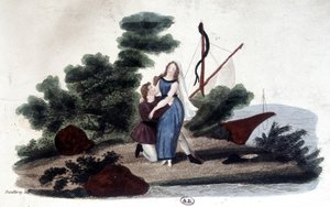 Illustration du roman « Paul et Virginie » écrit par Henri Bernardin de Saint Pierre (Saint-Pierre ou St-Pierre), écrivain français (1737-1814).