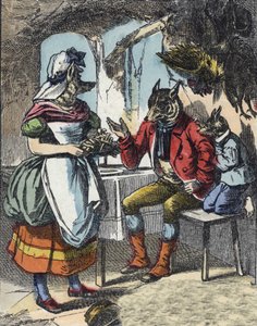 Illustration du conte « Bonne Maman Mouton ». Dans « Contes de la maison pour les petits ». Gravure anonyme du XIXe siècle