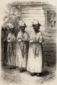 Femmes indigènes de Guyane, à la procession catholique de la Fête-Dieu. Gravure pour illustrer le voyage en Guyane française en 1862-1863, par Frédéric Bouyer, capitaine de frégate, dans "Le tour du monde, nouveau journal des voyages", publié sous la dir - Unknown artist
