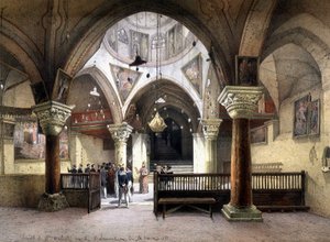 Intérieur de la chapelle Sainte-Hélène, Jérusalem. Gravure du 19e siècle