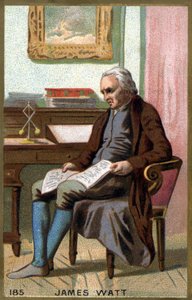James Watt (1736 -1819) dans son bureau. Chromolithographie du 19ème siècle - Unknown artist