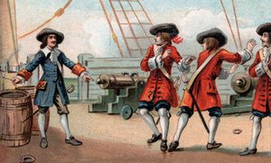 Jean Bart (1650-1702), commandant naval et corsaire français, menaçant de faire sauter son navire - Le corsaire Jean Bart (1650-1702) menace un corsaire anglais qui l