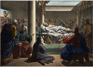 Jésus guérissant le paralytique de Bethesda. Gravure anonyme du milieu du 19ème siècle. - Unknown artist