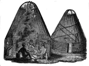 Kalmouks (Mongols occidentaux) devant leur tente.
