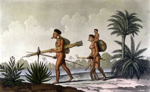 Kerengnatnuck, chef des Botocudos, et sa famille (Brésil) - dans « Le costume ancien et moderne » de Ferrario, éd. Milan - Unknown artist