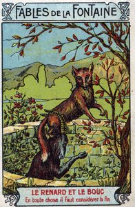 Le Renard et le Bouc - Fables de Jean de La Fontaine (1621-95) - Chromolithographie de la fin du 19e siècle Collection privée