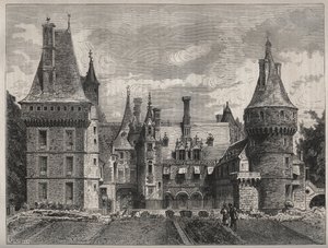 Le château de Maintenon, Eure-et-Loir, Centre, France gravure du 19e siècle