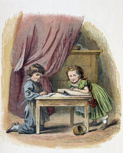 Lecture des enfants - dans « Les jeux des enfants », éd. Londres, George Routledge and Sons, fin du 19e siècle