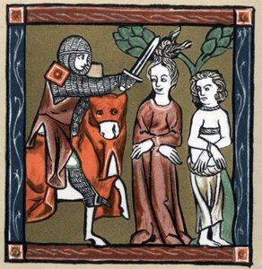 Légende arthurienne : Yvain (ou Owein) délivre le chevalier Sagramor ou Sagremor et sa femme. Dans « Geschichte der Französischen Literatur » par Hermann Suchier