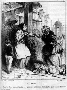 Les Halles - Marchandes se querellant aux Halles de Paris, -dans « Charivari » du 14/10/1844