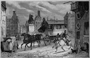 Les Omnibus de Paris au 19ème siècle : le tricycle - gravure de 1892 - Unknown artist