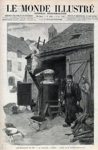 Les bouilleurs de cru - la distillation à domicile à Paris en 1895 - gravure dans « Le Monde Illustré » n°1993 de 1895 - Unknown artist
