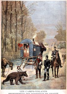 Les camps volants : Recensement des Bohémiens en France (Roulotte, bohémiennes et gendarmes) - dans "Le petit journal" du 05/05/1895 - Unknown artist