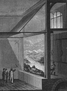 Louis Daguerre a réalisé une démonstration du diorama et du mode de changement de peinture - Unknown artist