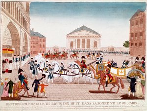 Louis XVIII arrivant à Notre-Dame, Paris, 3 mai 1814 (gravure)