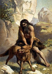 Lycanthropie : Délire de celui qui se croit transformé en loup. Chromo du 19ème siècle - Unknown artist