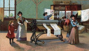 Machine à repasser. Chromolithographie de la fin du 19e siècle. - Unknown artist