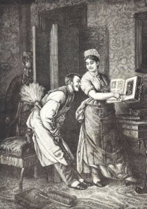 Bonne prenant des libertés et entendue par la maîtresse de maison (lithographie) - Unknown artist