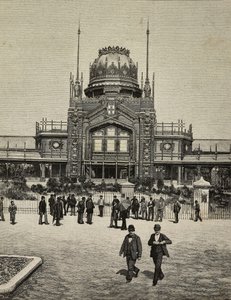 Façade principale de United Exhibitions, Milan, Italie, gravure d