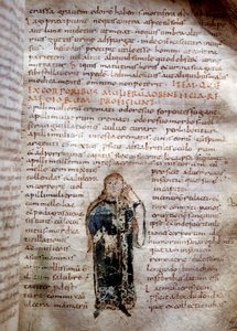 Page manuscrite de « De simplicibus medicamentis » de Claude Galien (Klaudios Galenos ou Claudio Galeno ou Claudius Galenus ou Galen, v. 131 - v. 201). 8e ou 9e siècle. Governativa de Lucca - Unknown artist
