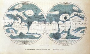Carte de la planète Mars - dans « Astronomie populaire » par Camille Flammarion, éd. Marpon & Flammarion - Unknown artist