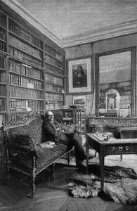 Marcellin Berthelot (1827-1907), chimiste français, dans son cabinet. Gravure dans « La Nature : revue des sciences et de leurs applications aux arts et à l