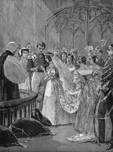 Mariage de la reine Victoria Ière (1819-1901) et du prince Albert (1819-1861), dans la chapelle royale du château de Saint James, le 10 février