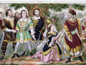 Mazeppa arrêté. Illustration pour le poème « Mazeppa » de Lord Byron publié en 1819. XIXe siècle