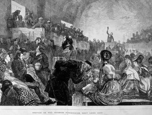 Réunion des Mormons à Salt Lake City (États-Unis) au 19e siècle. - Unknown artist