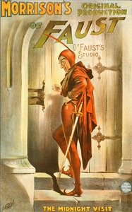Production originale de Faust par Morrison : la visite de minuit - affiche pour une pièce de théâtre : illustration de la visite de Faust - Unknown artist