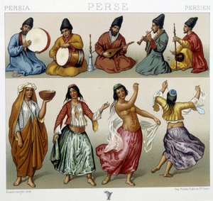 Musiciens et danseurs en Perse - dans « Le costume historique » par Racinet