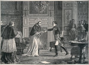 Napoléon visitant le Pape Pie VII à Fontainebleau en 1804 - Unknown artist