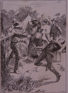 Ned Kelly tue le policier Lonigan à Stringybark Creek en 1878 - Unknown artist